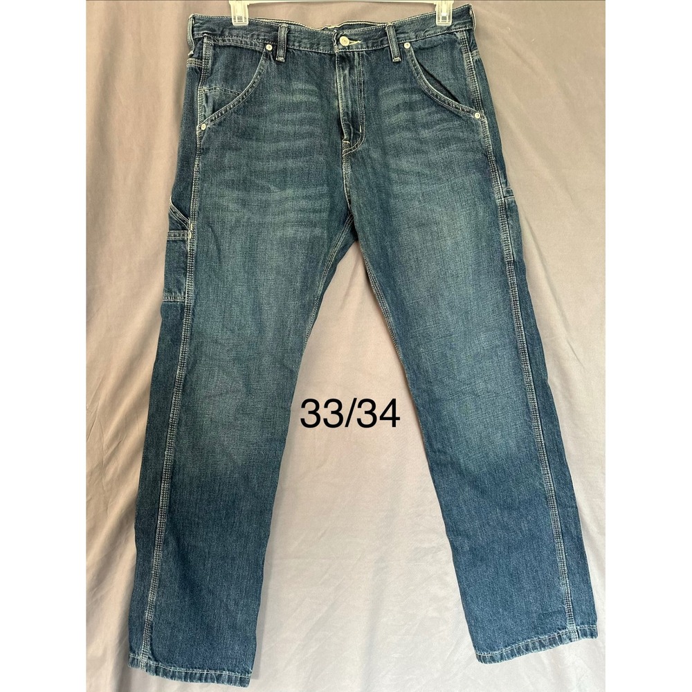 Levis Carpenter Jeans Mens 33x34 Blue Denim Utility Workwear Straight Leg